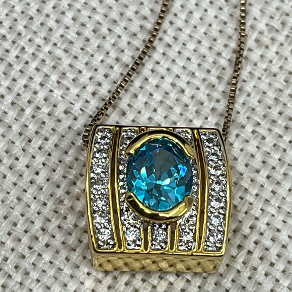 💎 Technibond Blue Topaz Pendant Necklace - QVC Classic! - Picture 3 of 17